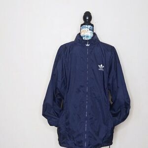 Vintage ADIDAS Trefoil Full Zip Windbreaker Jacket Water Resistant 3 Stripes
